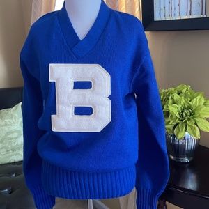 Vintage 1950's/60's Blue Wool "B" Varsity Pullover